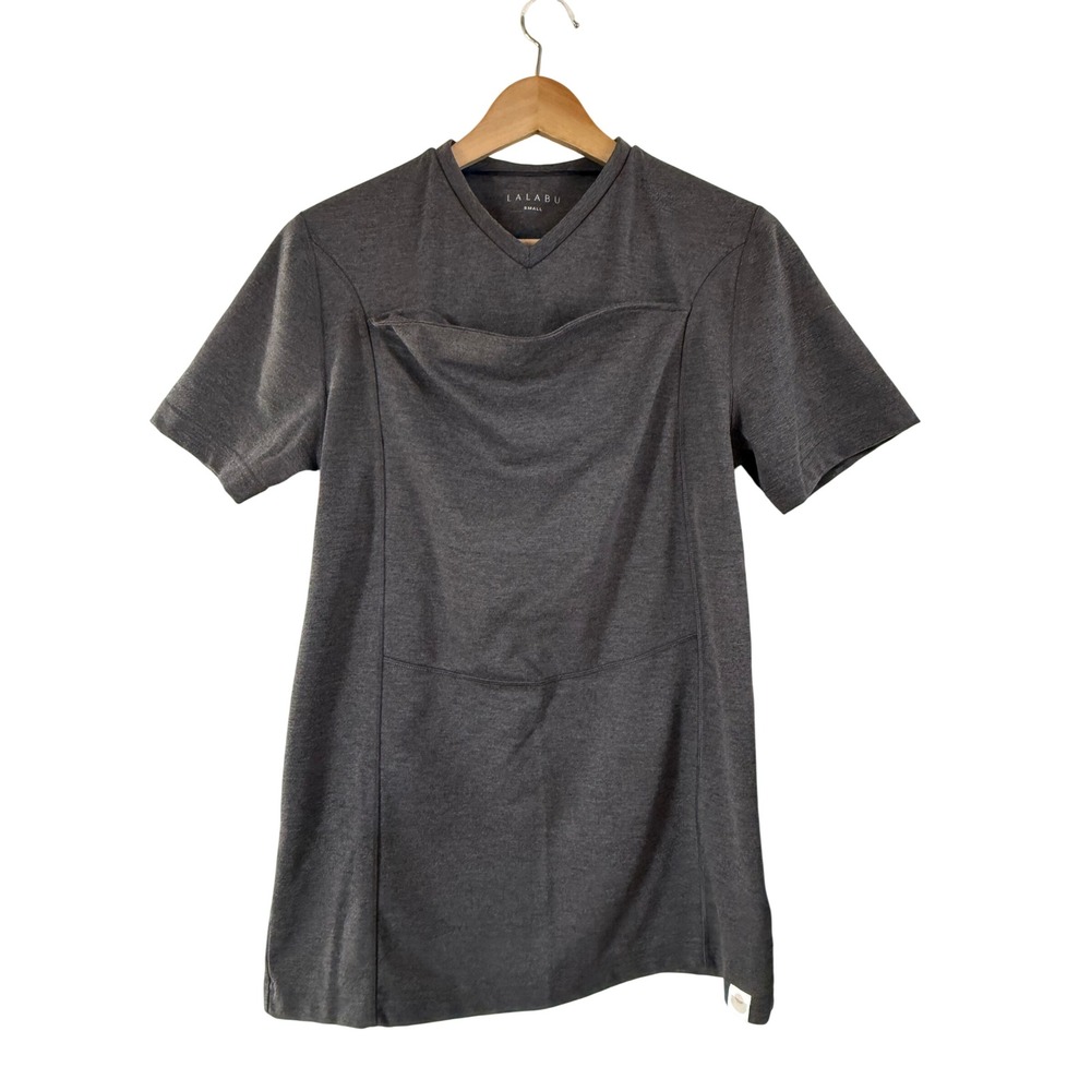 Lalabu Dad Shirt Mens Small Gray Kangaroo Pouch Baby Wearing Carrier T-Shirt - Picture 2 of 6